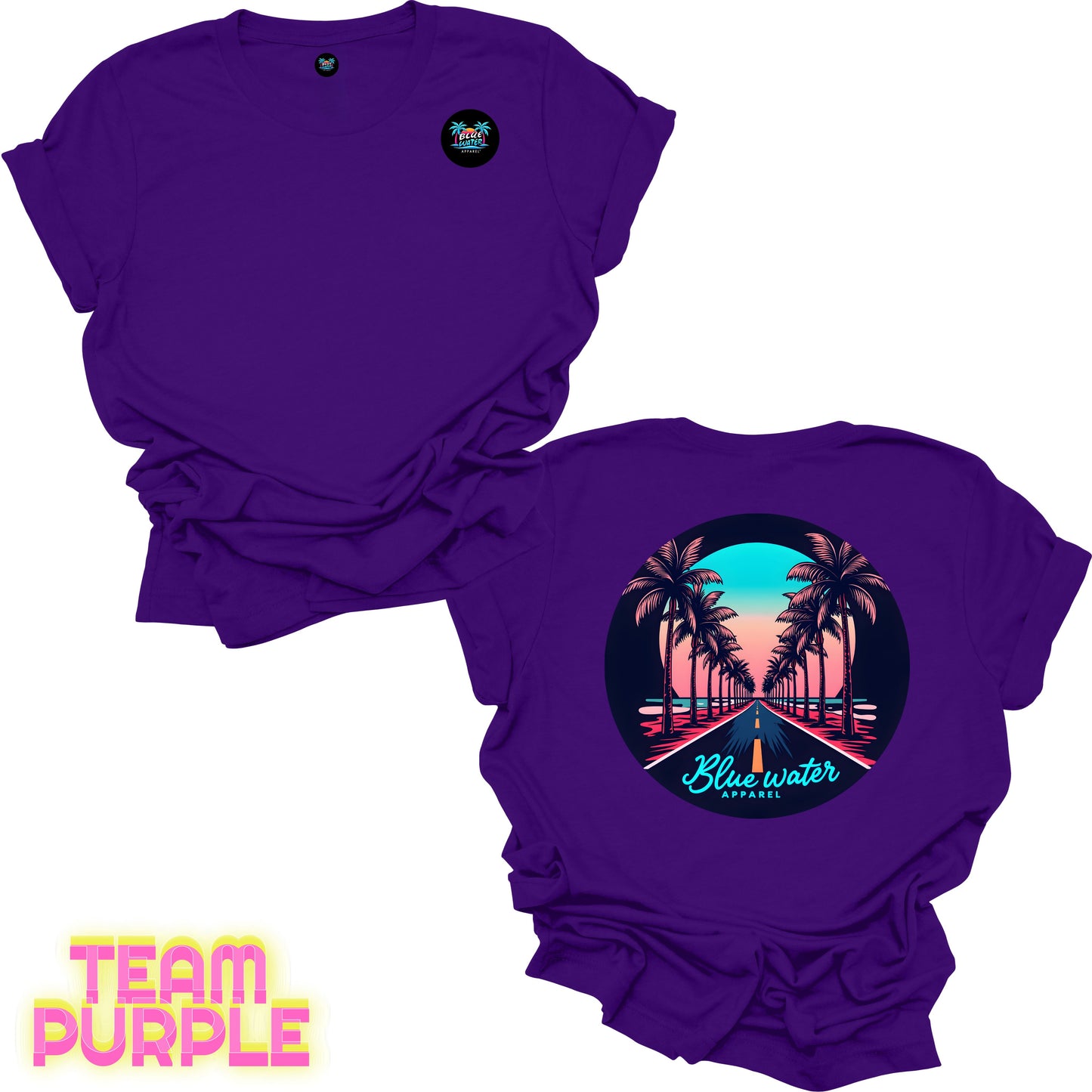 Retro Graphic Tee - Palm Tree Road by Blue Water Apparel