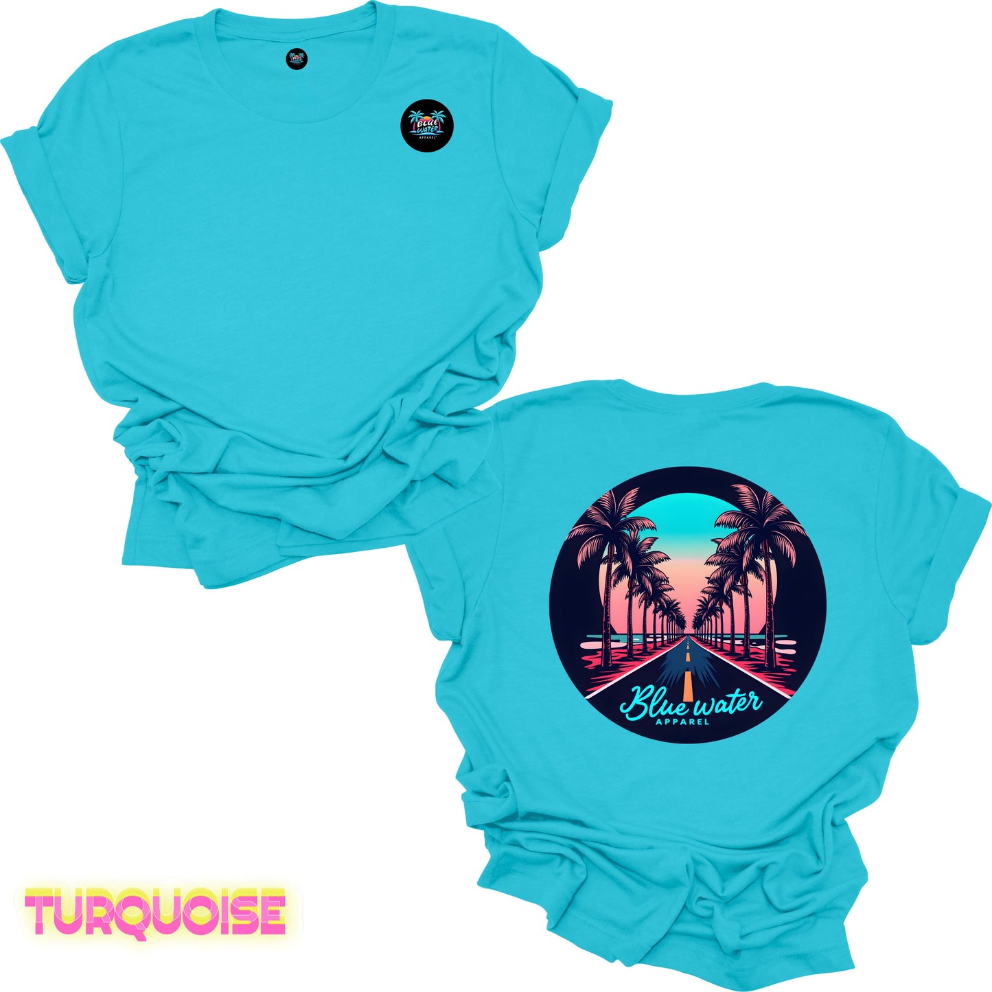 Retro Graphic Tee - Palm Tree Road by Blue Water Apparel