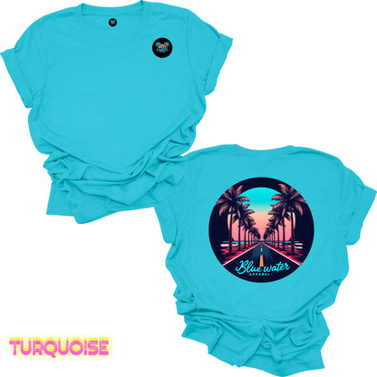 Retro Graphic Tee - Palm Tree Road by Blue Water Apparel