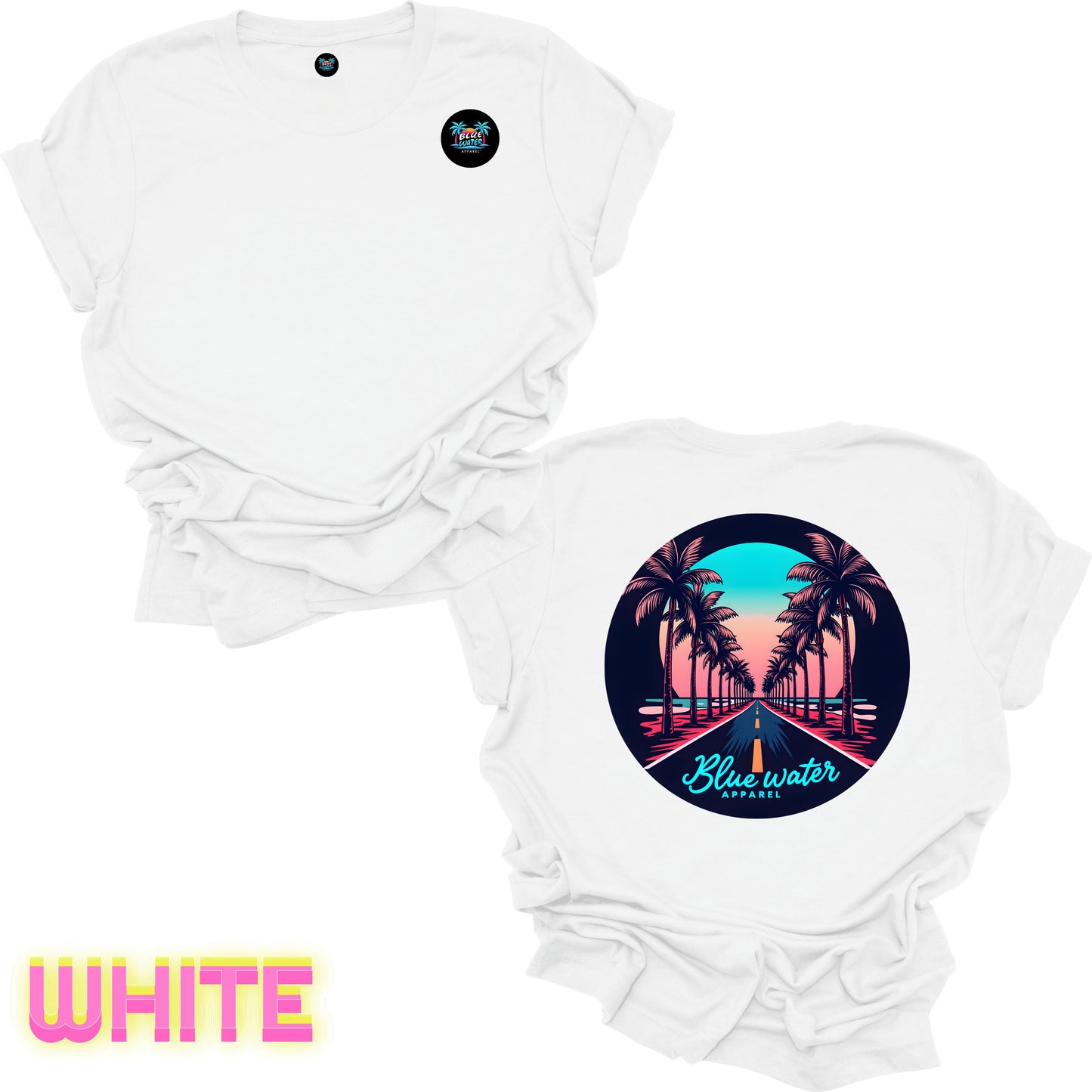Retro Graphic Tee - Palm Tree Road by Blue Water Apparel
