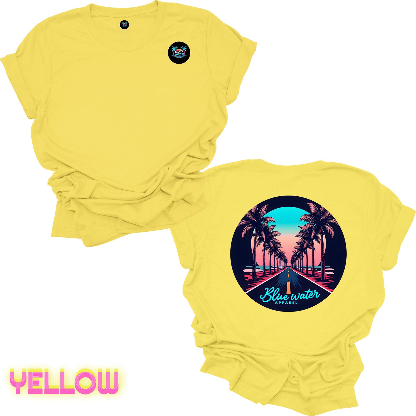 Retro Graphic Tee - Palm Tree Road by Blue Water Apparel