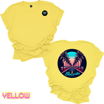 Retro Graphic Tee - Palm Tree Road by Blue Water Apparel