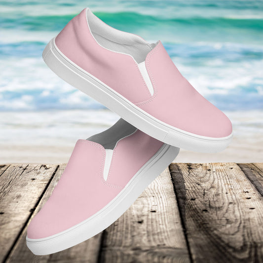 Pink Men’s Slip-On Canvas Shoes to Match Our Retro & Hibiscus Wave T-Shirts!