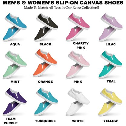 matching slip on canvas shoes for retro collection tees by blue water apparel