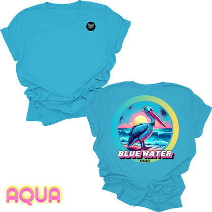 back graphic aqua retro pelican tee by blue water apparel