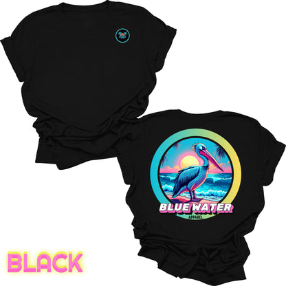back graphic black retro pelican tee by blue water apparel