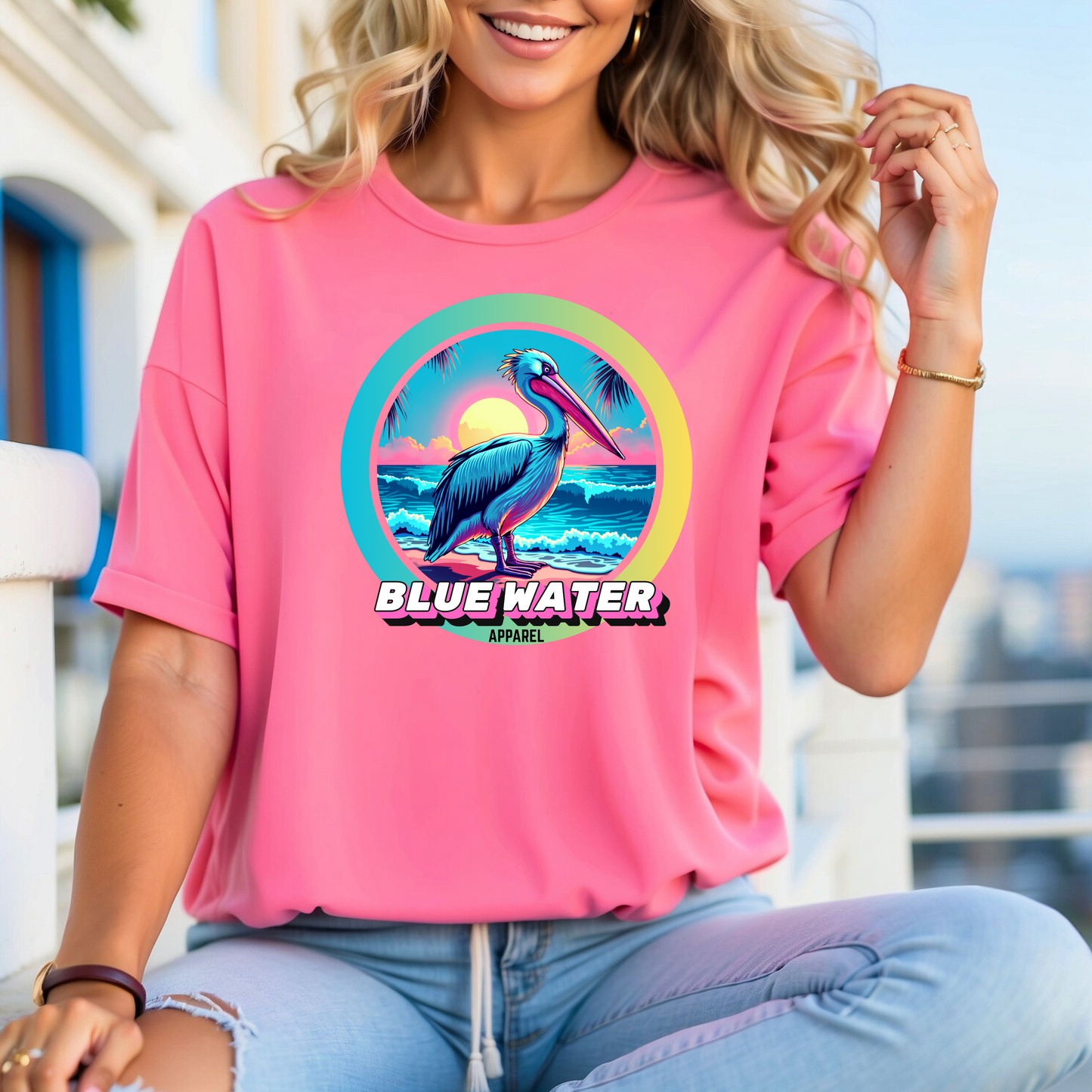 Retro Graphic Tee - Retro Pelican by Blue Water Apparel