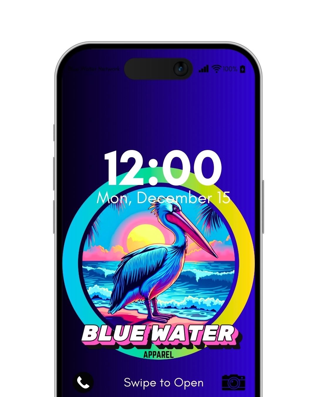 Dark blue retro pelican android wallpaper by blue water apparel