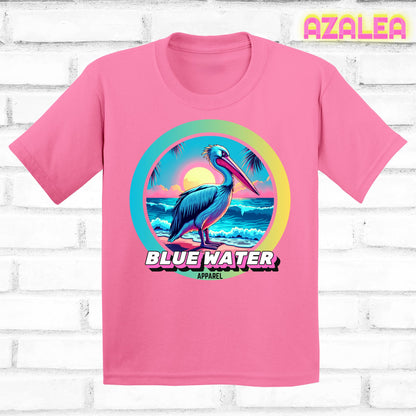 Front lay azalea retro pelican tee by blue water apparel