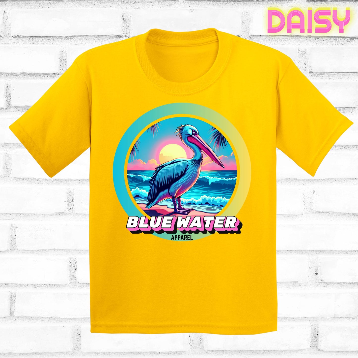 Front lay daisy retro pelican tee by blue water apparel