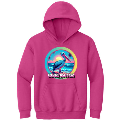 flat lay heliconia retro pelican kids hoodie by blue water apparel