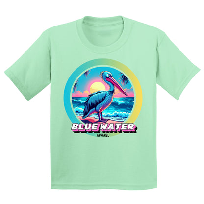 flat lay mint retro pelican kids tee by blue water apparel