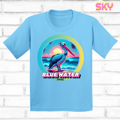 Front lay sky retro pelican tee by blue water apparel