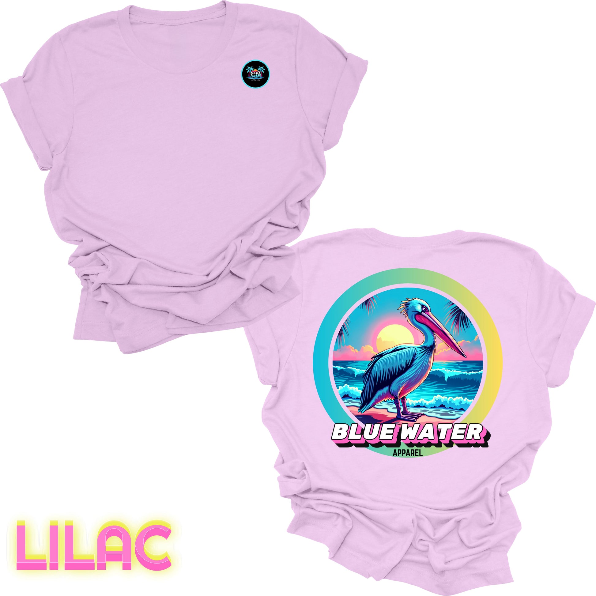 back graphic lilac retro pelican tee by blue water apparel