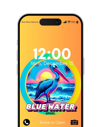 orange retro pelican android wallpaper by blue water apparel