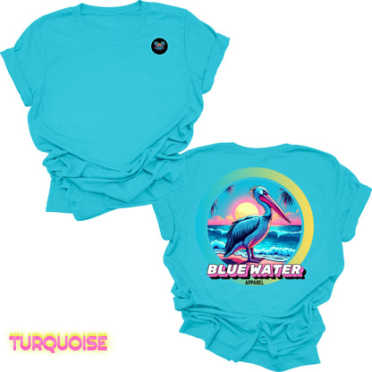 back graphic turquoise retro pelican tee by blue water apparel