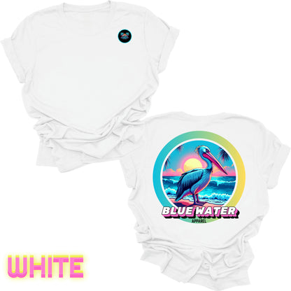 back graphic white retro pelican tee by blue water apparel