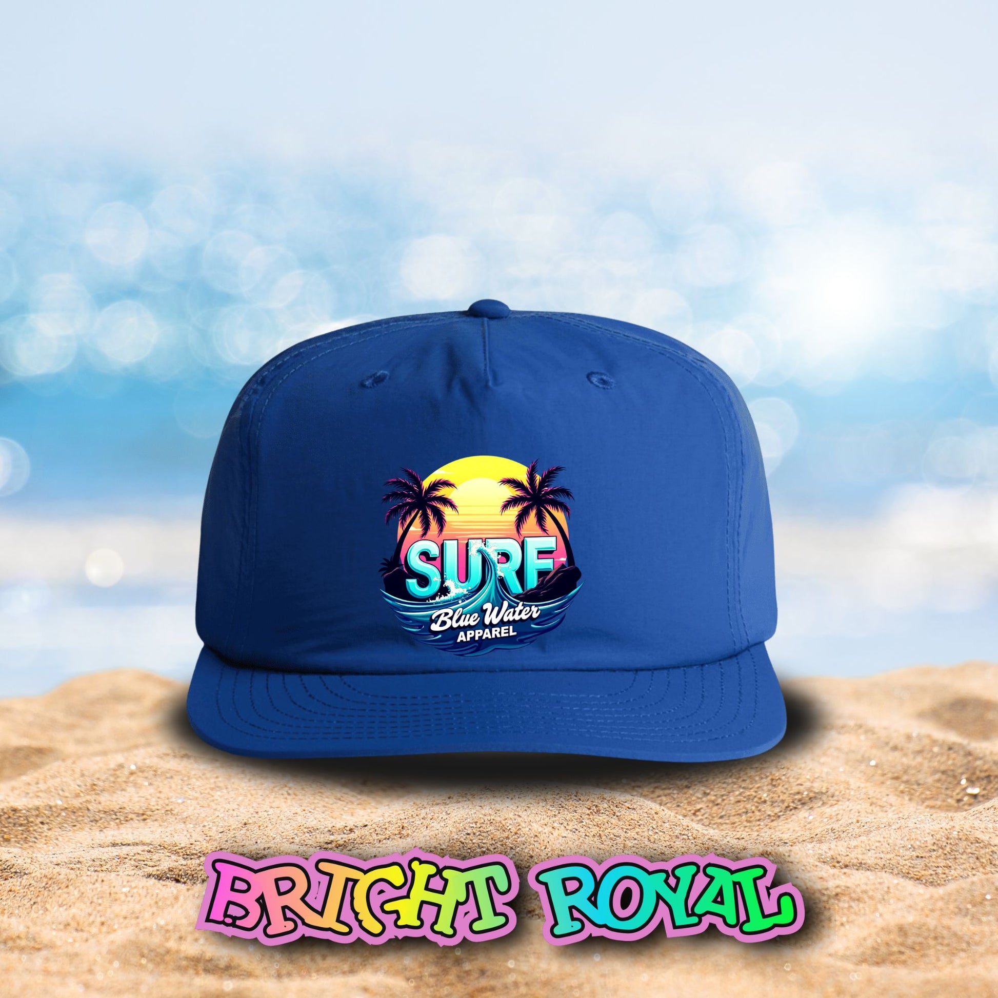 front view bright royal retro surf surf cap by blue water apparel