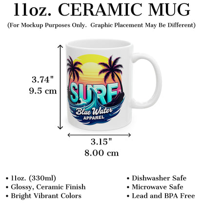 description and measurements of retro surf mug by blue water apparel