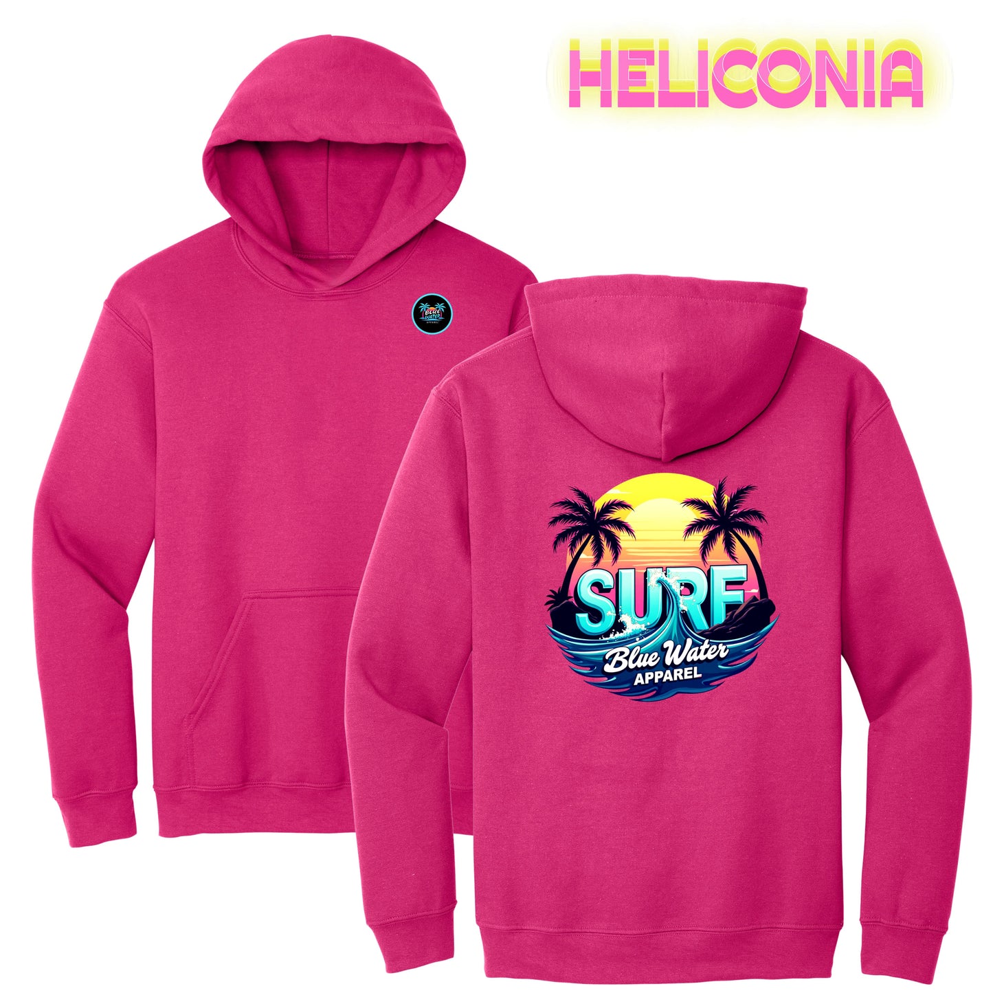 flat lay heliconia retro surf hoodie by blue water apparel