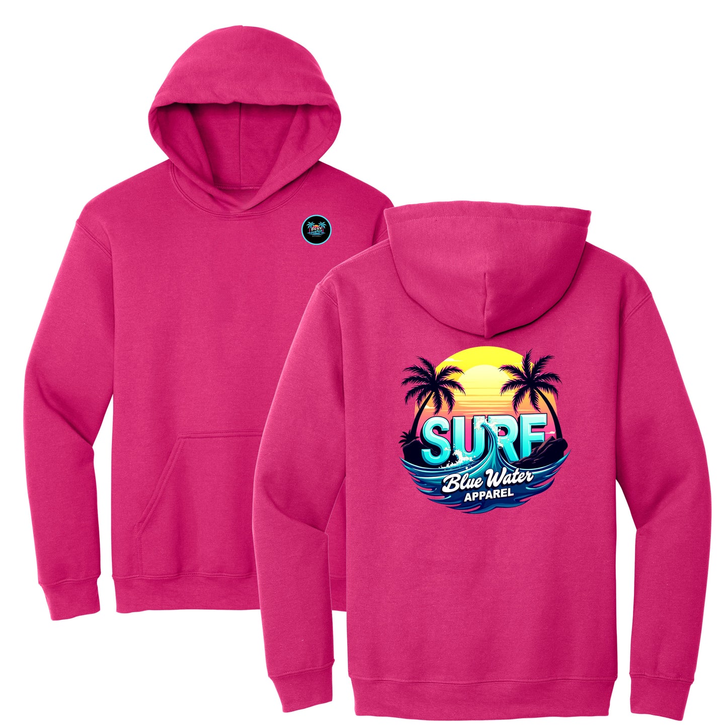 flat lay heliconia retro surf hoodie by blue water apparel