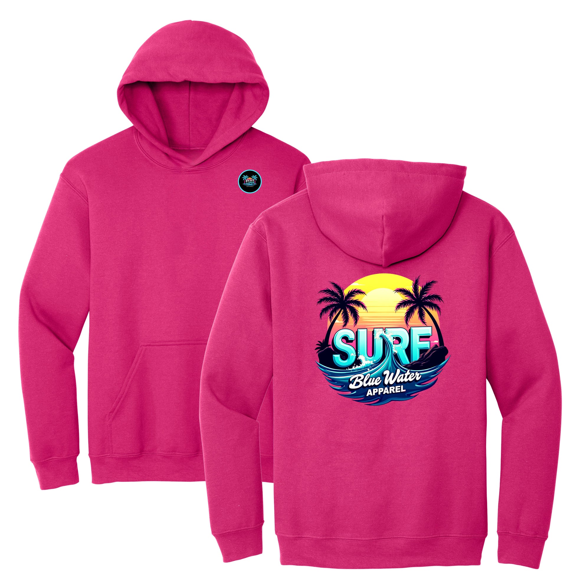 flat lay heliconia retro surf hoodie by blue water apparel