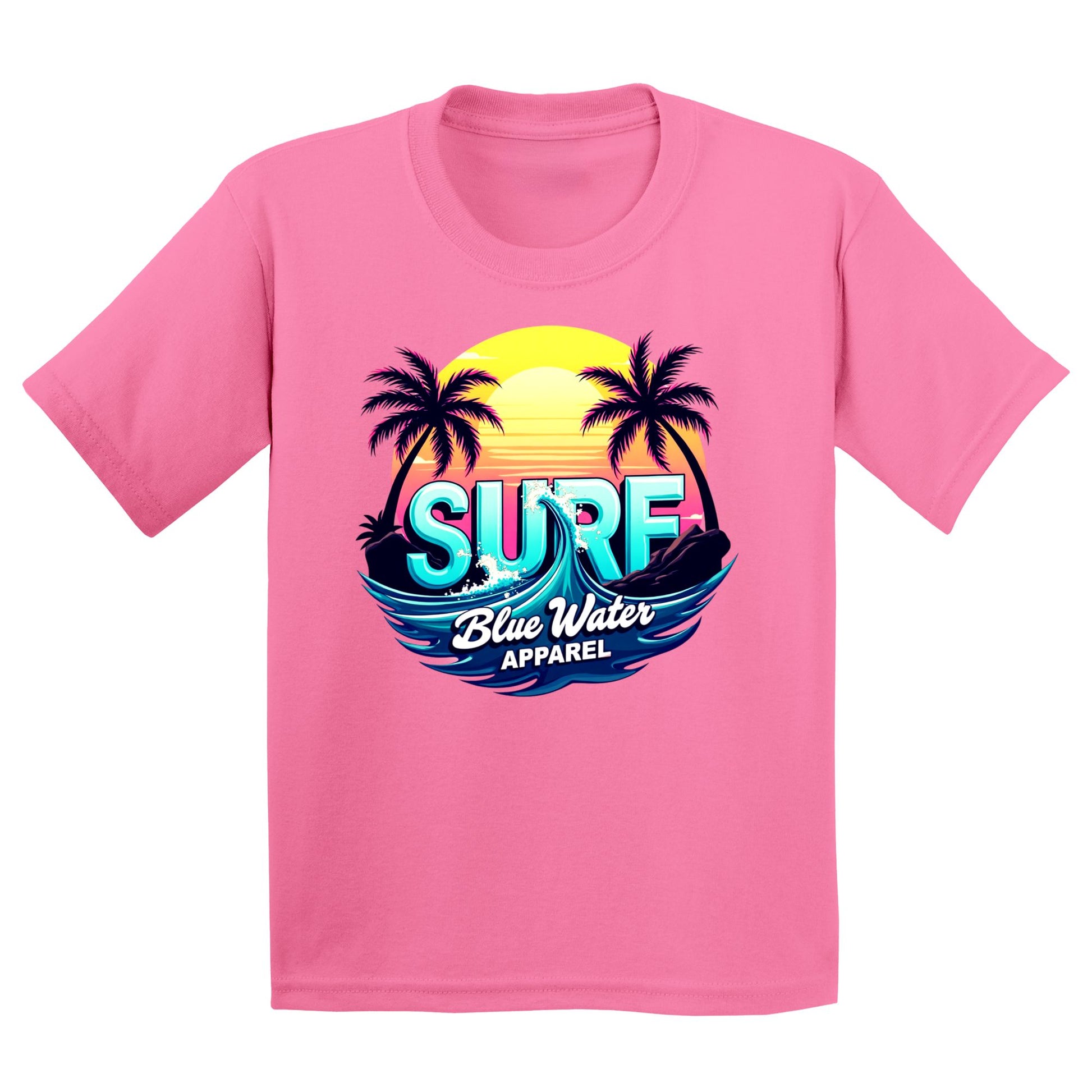 flat lay azalea retro surf kids tee by blue water apparel