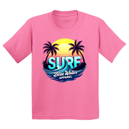 flat lay azalea retro surf kids tee by blue water apparel