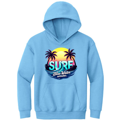 flat lay carolina blue retro surf kids hoodie by blue water apparel