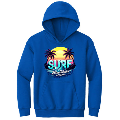 flat lay royal retro surf kids hoodie by blue water apparel