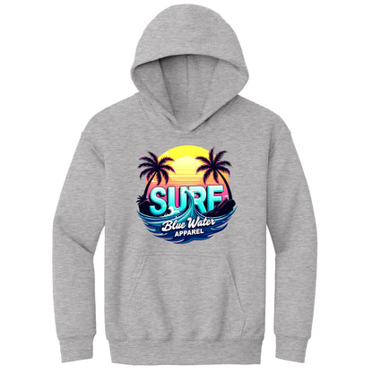 flat lay sport grey retro surf kids hoodie by blue water apparel