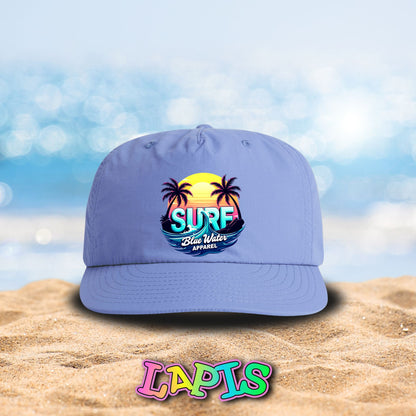front view lapis retro surf surf cap by blue water apparel