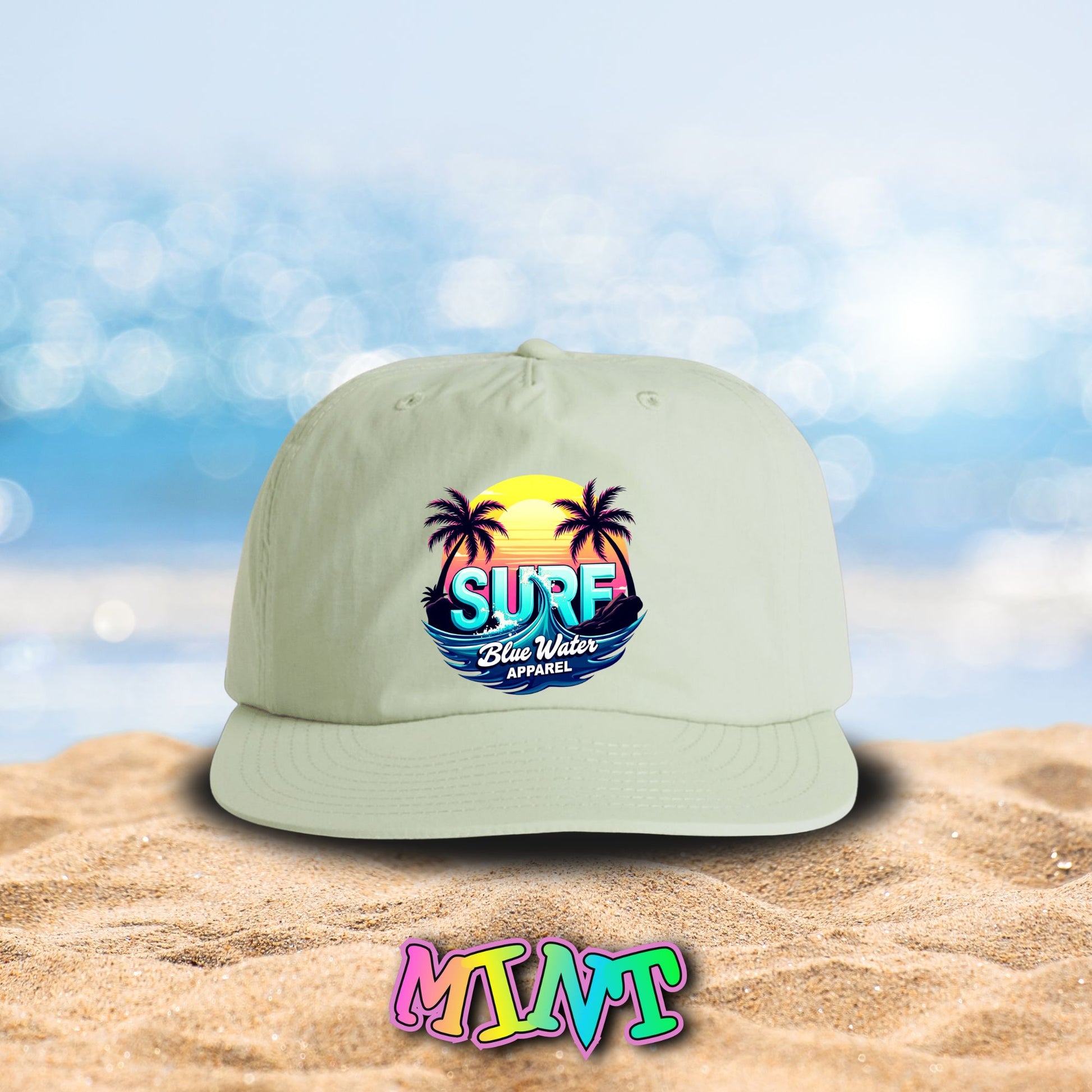 front view mint retro surf surf cap by blue water apparel