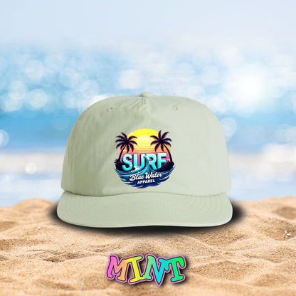 front view mint retro surf surf cap by blue water apparel