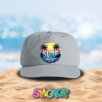 front view smoke retro surf surf cap by blue water apparel