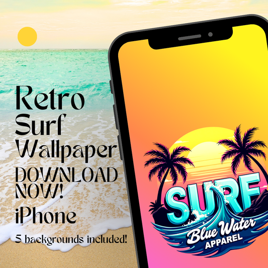 retro surf iphone wallpaper mockup with beach background by blue water apparel
