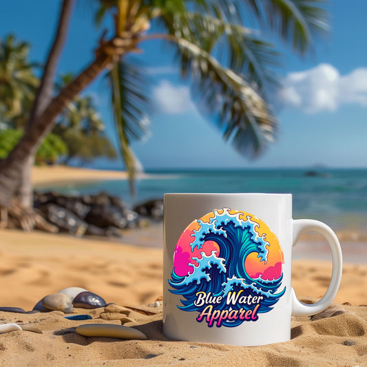 Retro Graphic Ceramic Mug - Retro Wave by Blue Water Apparel