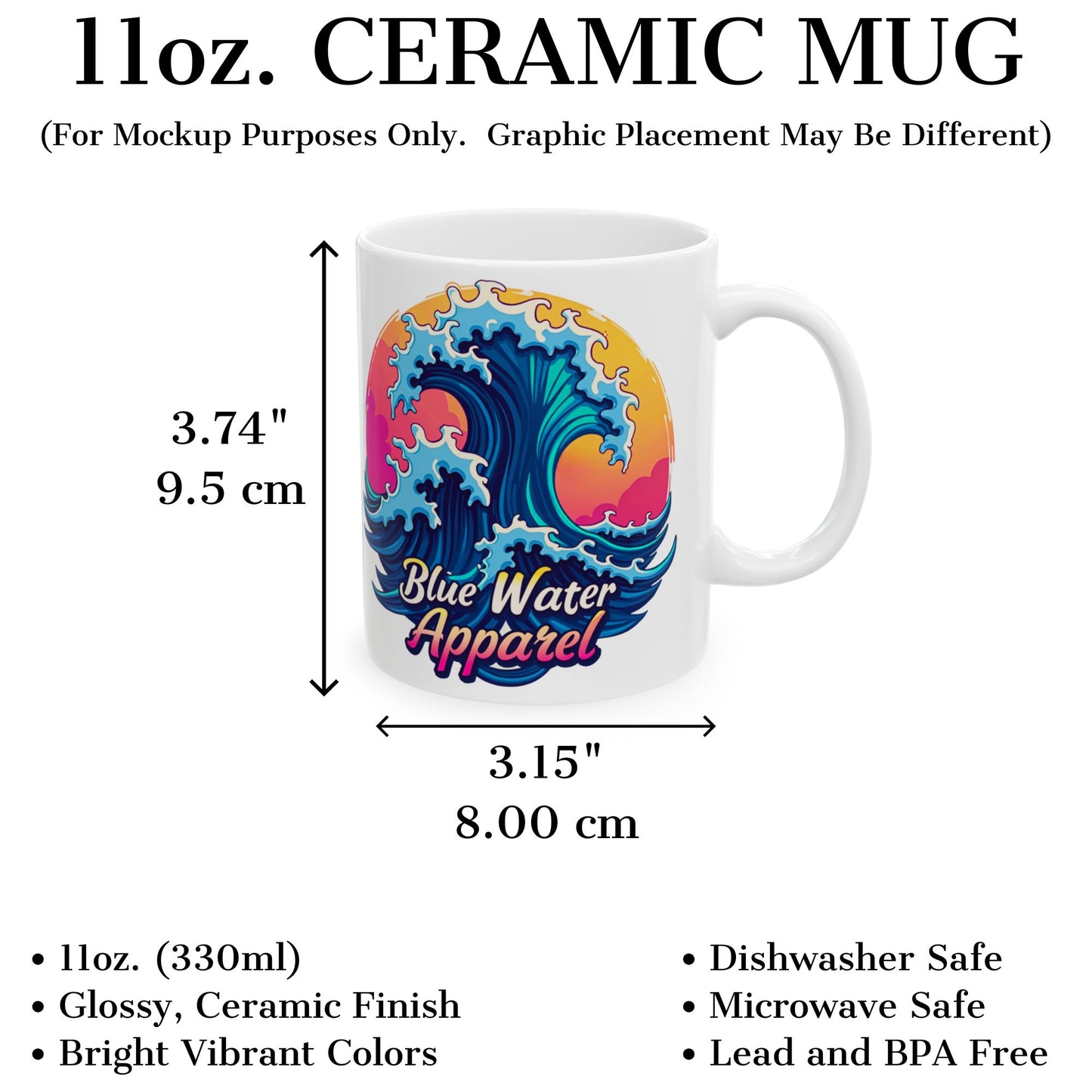 Retro Graphic Ceramic Mug - Retro Wave by Blue Water Apparel