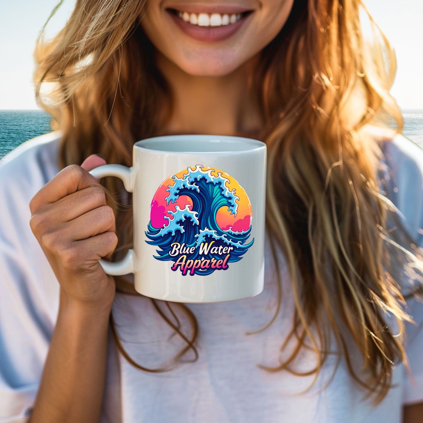 Retro Graphic Ceramic Mug - Retro Wave by Blue Water Apparel