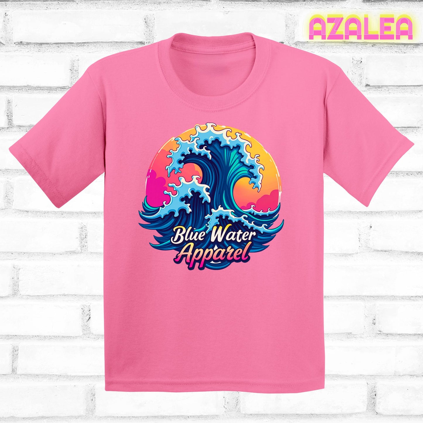 Children's flat lay azaela retro wave tee by blue water apparel