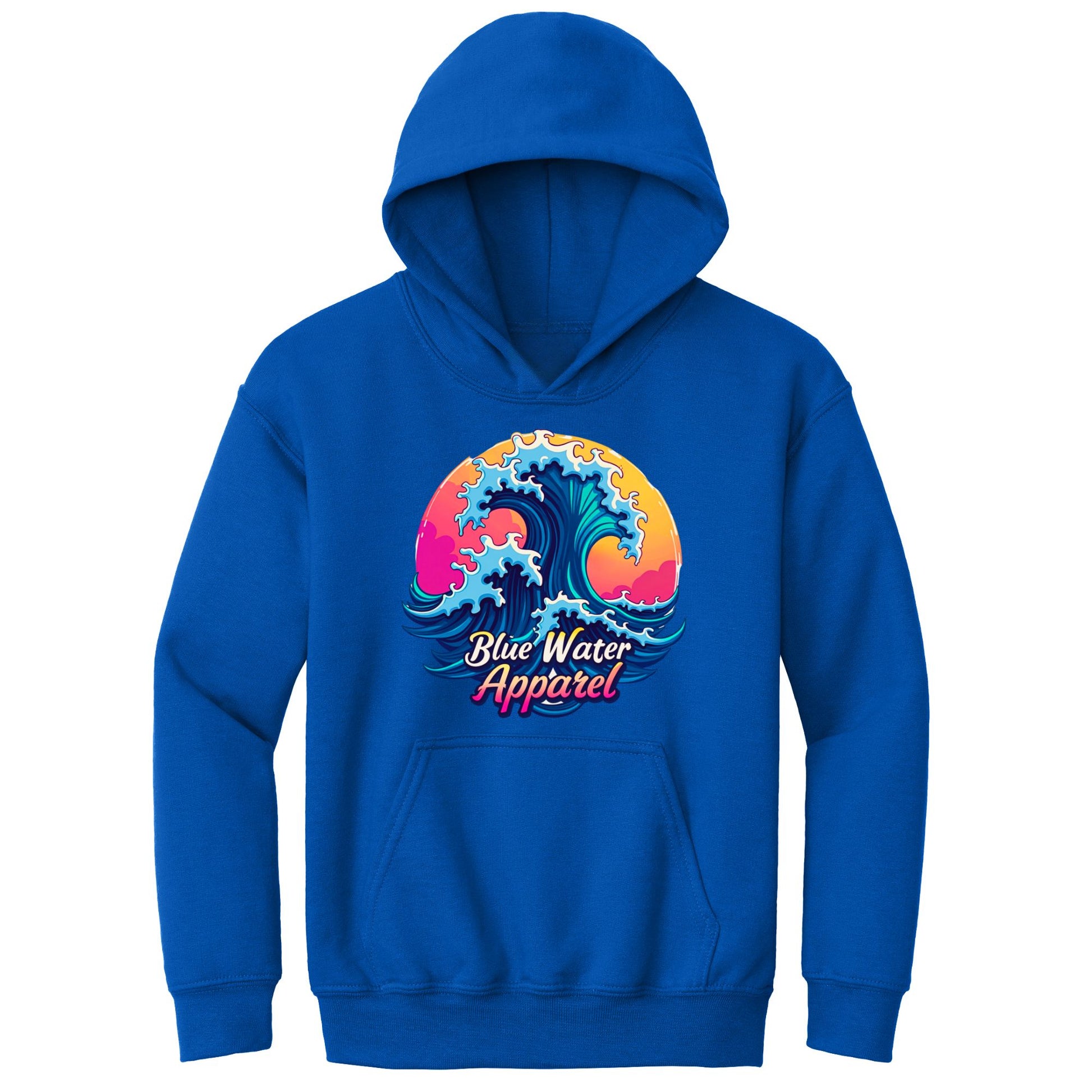 flat lay royal retro wave kids hoodie by blue water apparel