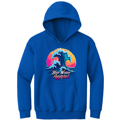 flat lay royal retro wave kids hoodie by blue water apparel
