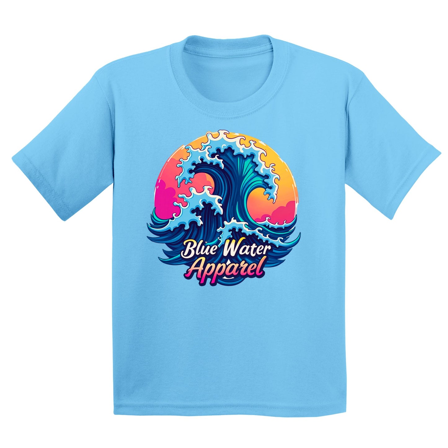 flat lay sky retro wave kids tee by blue water apparel