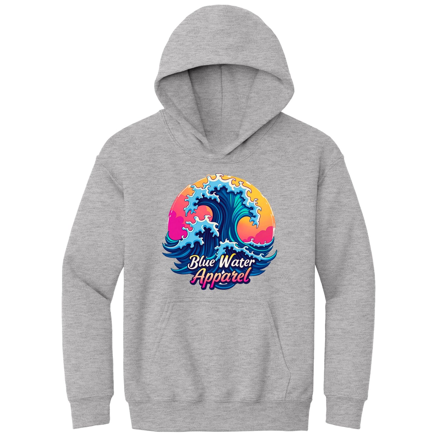 flat lay sport grey retro wave kids hoodie by blue water apparel