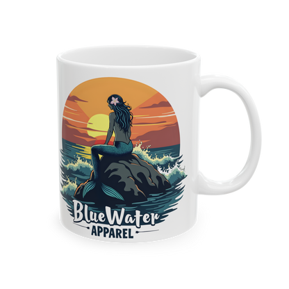 Retro Graphic Ceramic Mug - Mermaid Sunset by Blue Water Apparel