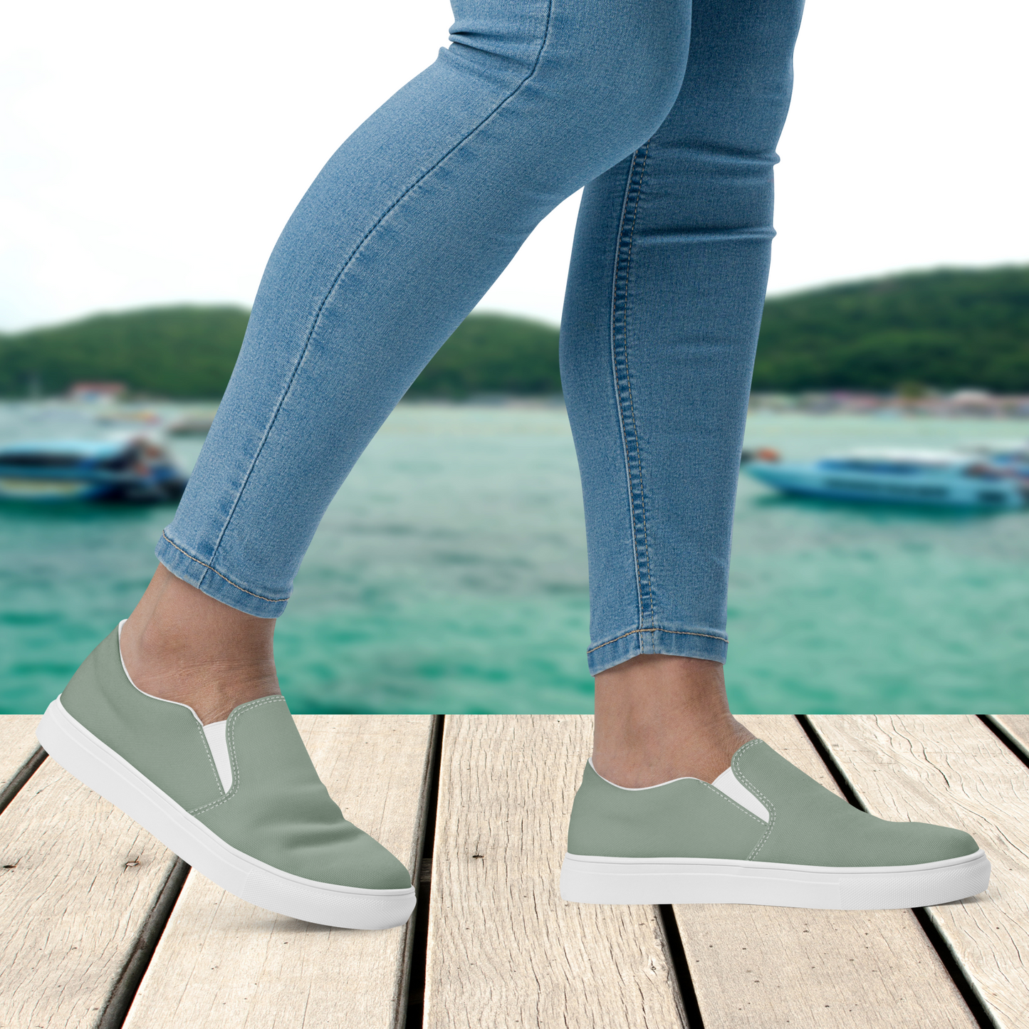Sage Women’s Slip-On Canvas Shoes to Match Our Vintage Collection T-Shirts!