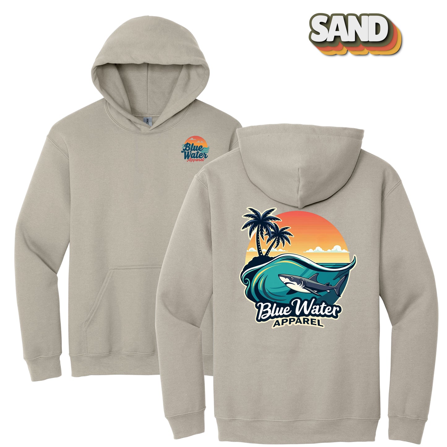 Vintage Graphic Hoodie - Shark Wave by Blue Water Apparel