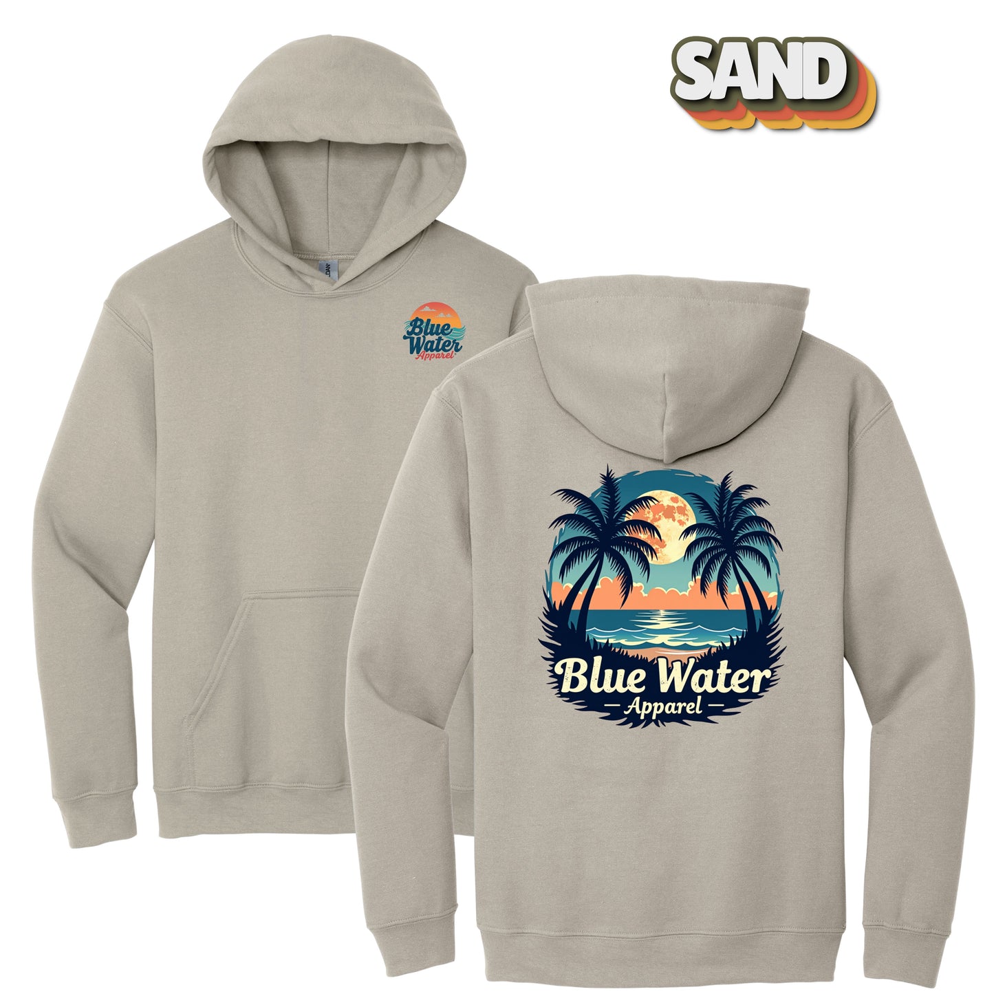 Vintage Graphic Hoodie - Tropical Moon by Blue Water Apparel