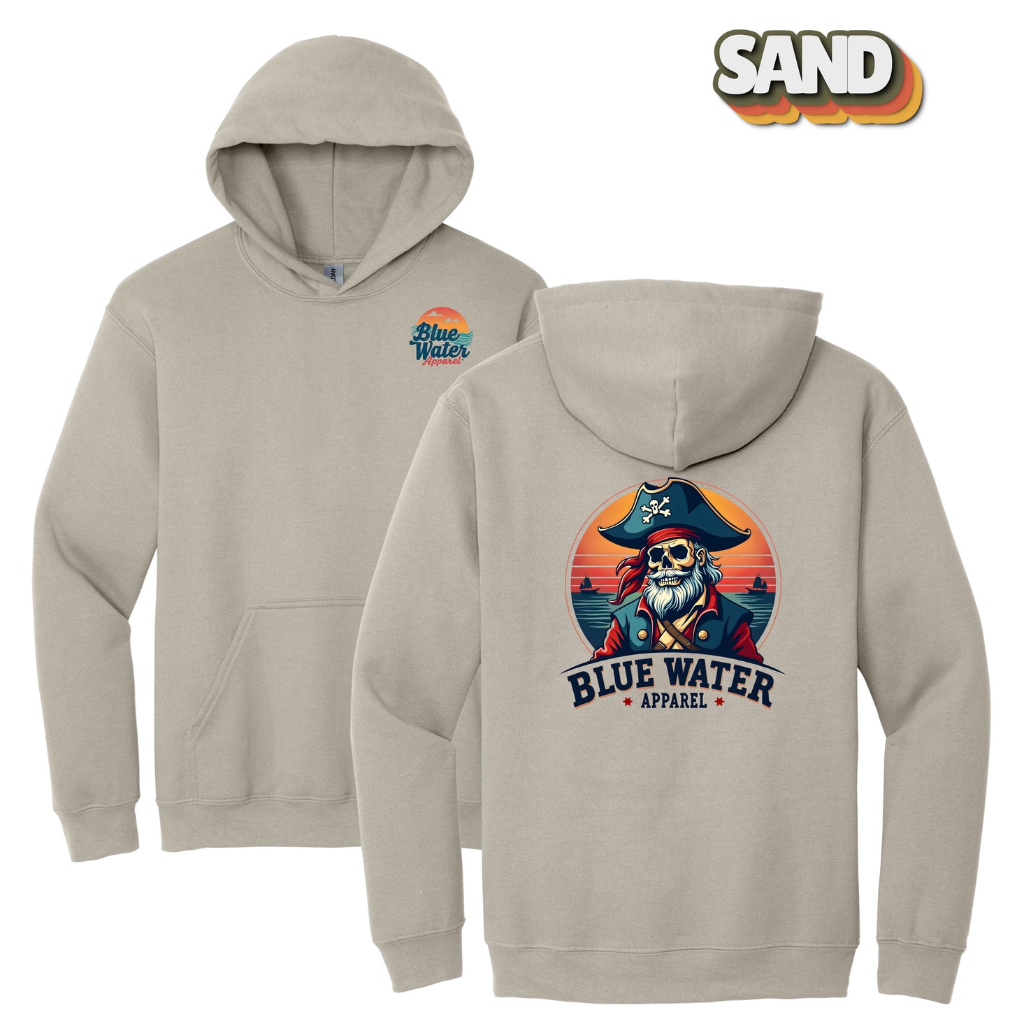 Vintage Graphic Hoodie - Vintage Pirate by Blue Water Apparel