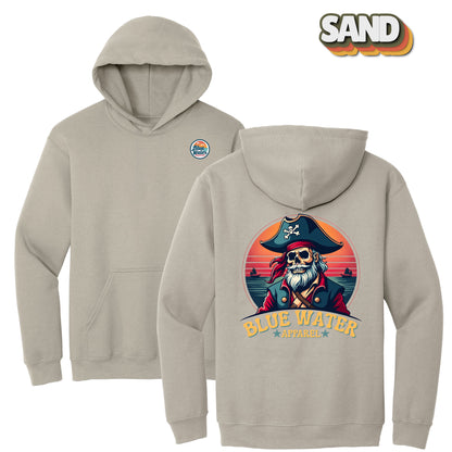 flat lay sand vintage pirate hoodie by blue water apparel
